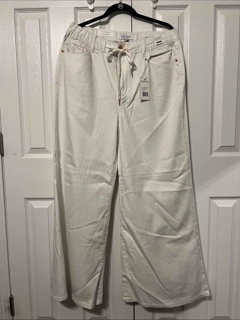 NWT Judy Blue White Drawstring Wide-Leg Palazzo Fit Pants Size 13/31